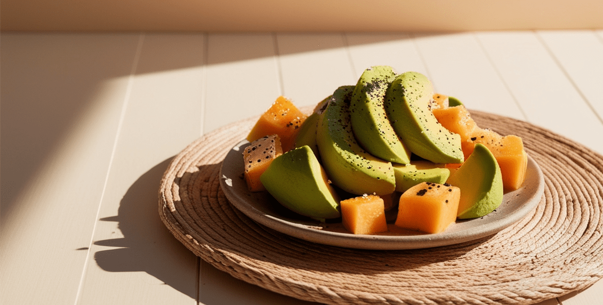 Avocado and Papaya Salad With Black Salt Dressing