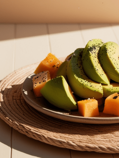 Avocado and Papaya Salad With Black Salt Dressing