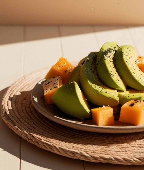 Avocado and Papaya Salad With Black Salt Dressing