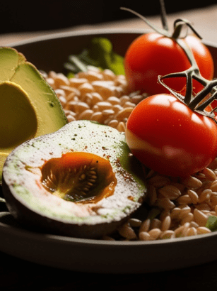 Avocado Heirloom Tomato and Wheat Berry Salad