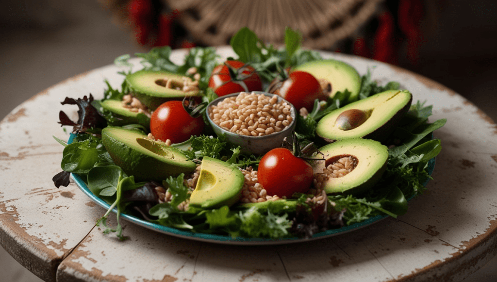 Avocado Heirloom Tomato and Wheat Berry Salad